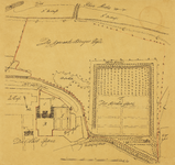 210031 Plattegrond van het paleis van Frederik van de Palts ( Het Koningshuis ) te Rhenen, met de omliggende tuinen.